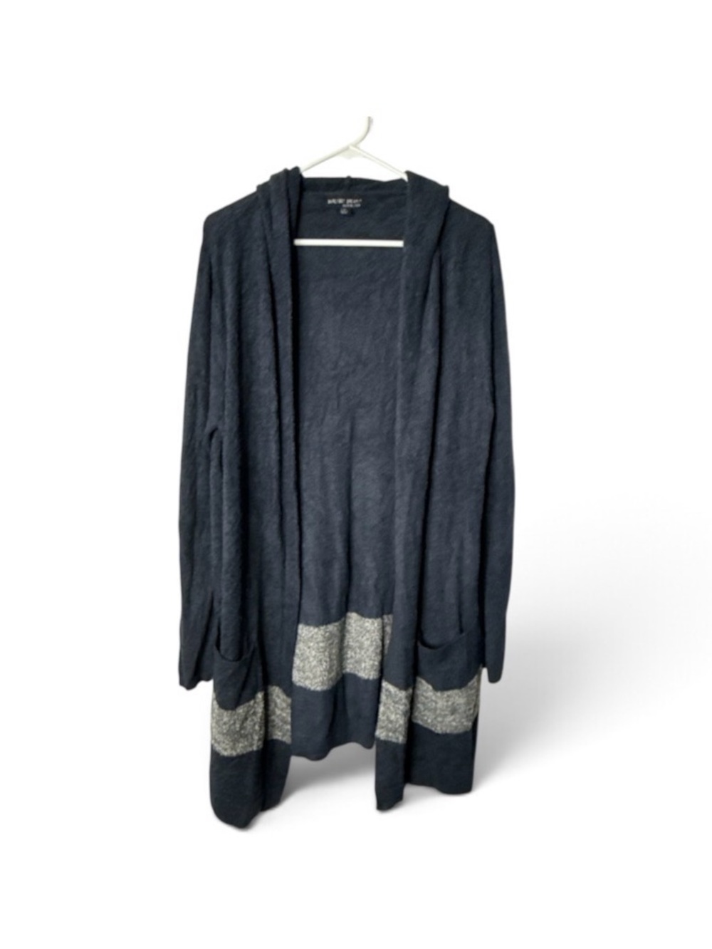 Barefoot Dreams CozyChic Lite Hooded Wrap Cardigan Women’s Large XL Blue Gray